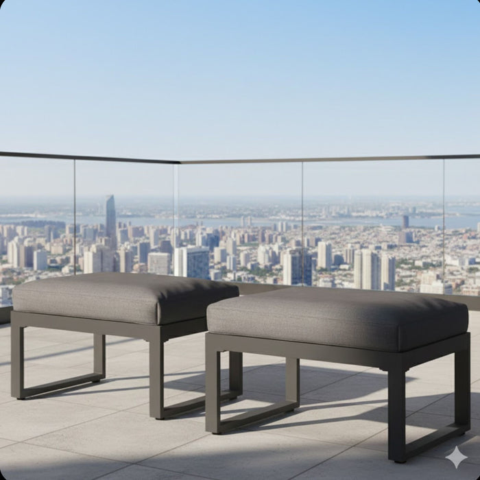 Patio All-Weather Ottomans With Thick Cushions (Set of 2)