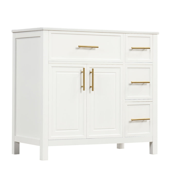 Modern Bathroom Vanity With Sink Top, 2 Doors And 3 Drawers