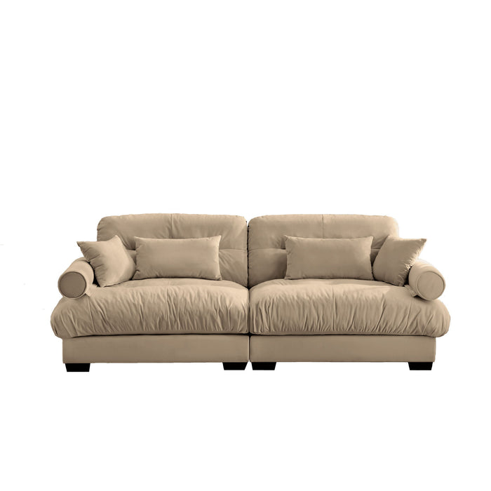 Modern Oversize Sofa With Cloud Like Comfort, Featuring Waist And Throw Pillows