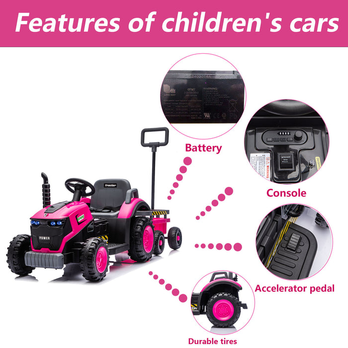 Kids Electric Ride On Tractor With Trailer