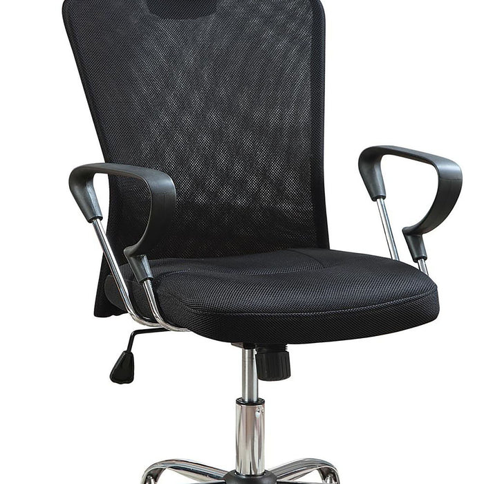 Height Adjustable Office Chair With Casters And Upholstery - Black