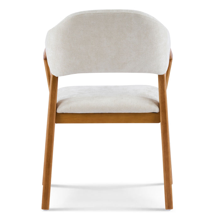 Indoor Upholstered Dining Armchair (Set of 2) - Beige / Teak