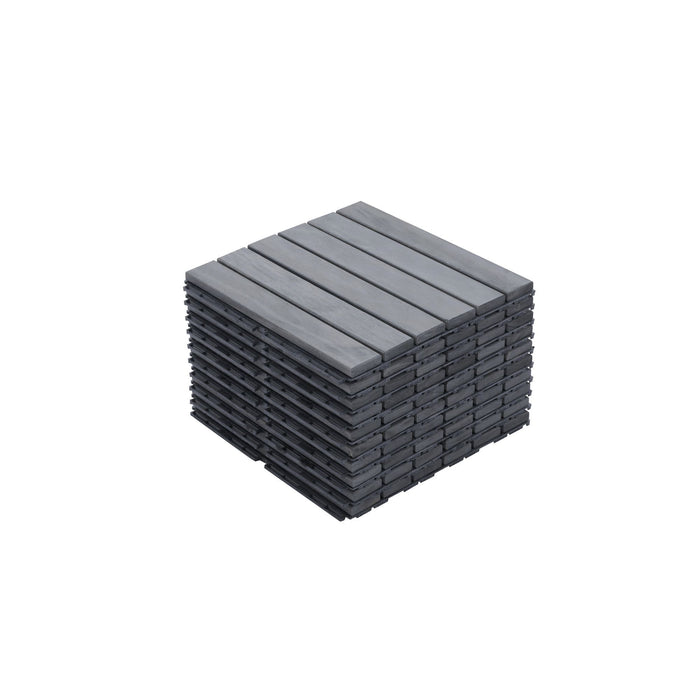 Interlocking Deck Tiles Striped Pattern, Waterproof Anti Mildew Brown