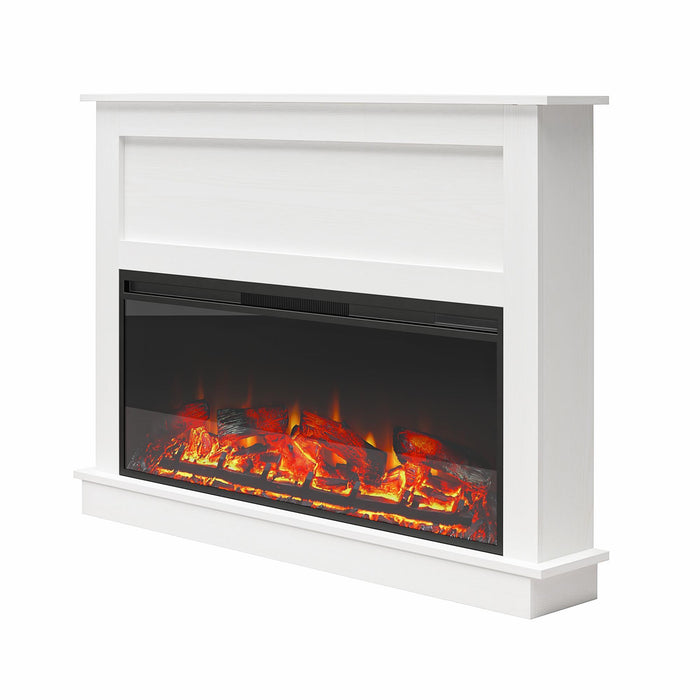 Ellsworth - Wide Electric Fireplace Insert With Mantel And Remote Control - White