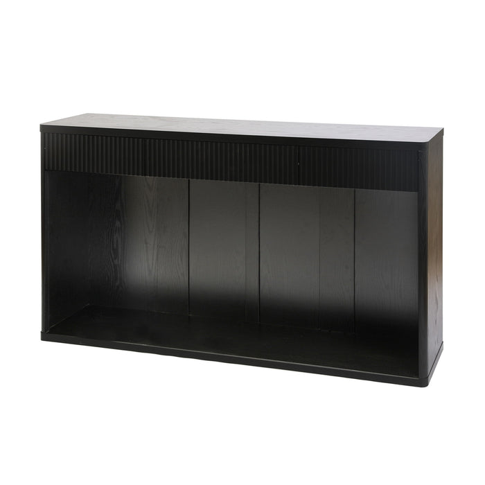 Fluted Console Table With 3 Drawers, Long Sofa Table Behind Couch For Living Room - Black