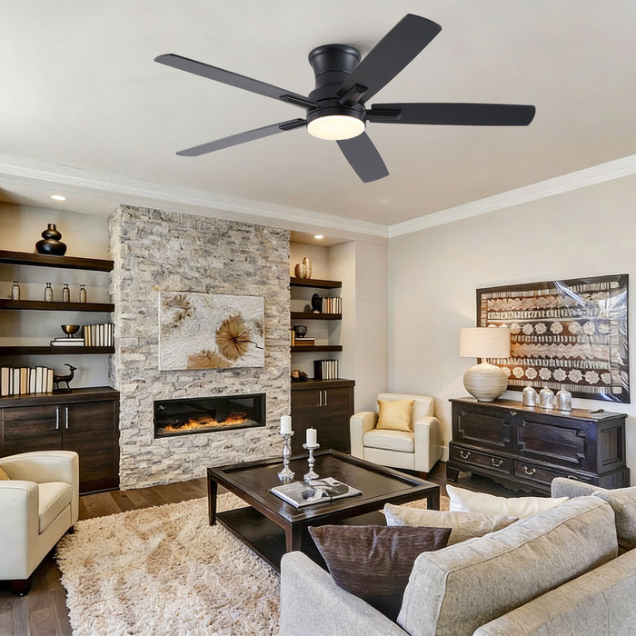 Mordern Flush Mount Ceiling Fan With Light And Remote Control