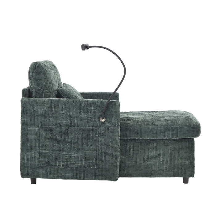Multifunctional Chenille Recliner Sofa With Storage And Phone Bracket