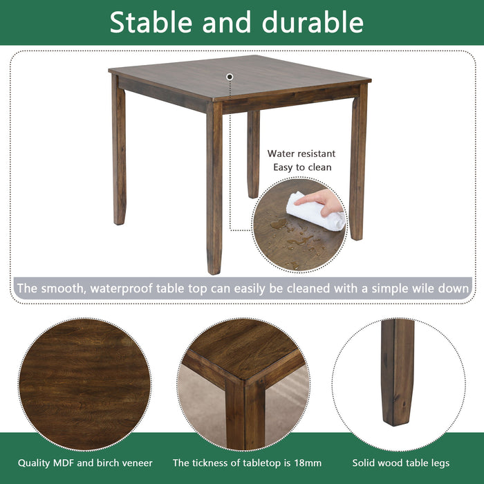 5 Piece Dining Table Set & 4 Chairs - Walnut