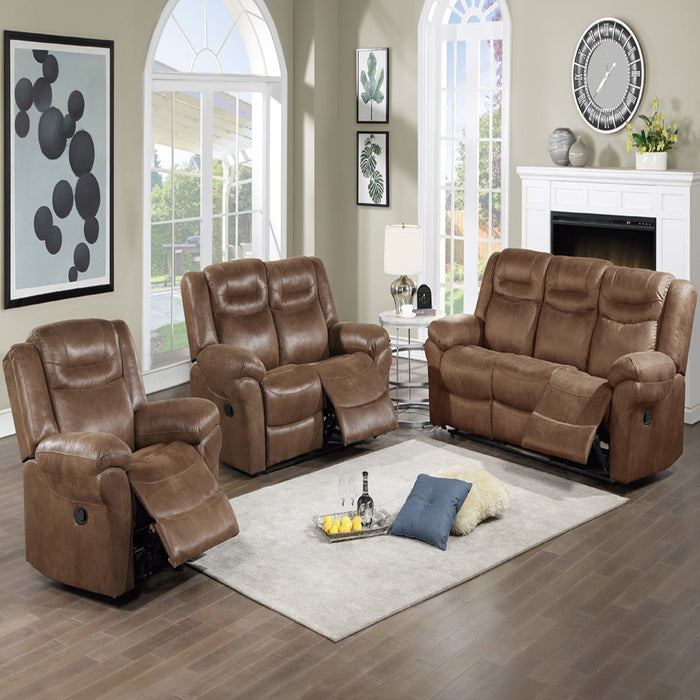 1 Piece Power Reclining Loveseat With USB Port, Fully Upholstered Pillow Arms And Headrest - Brown