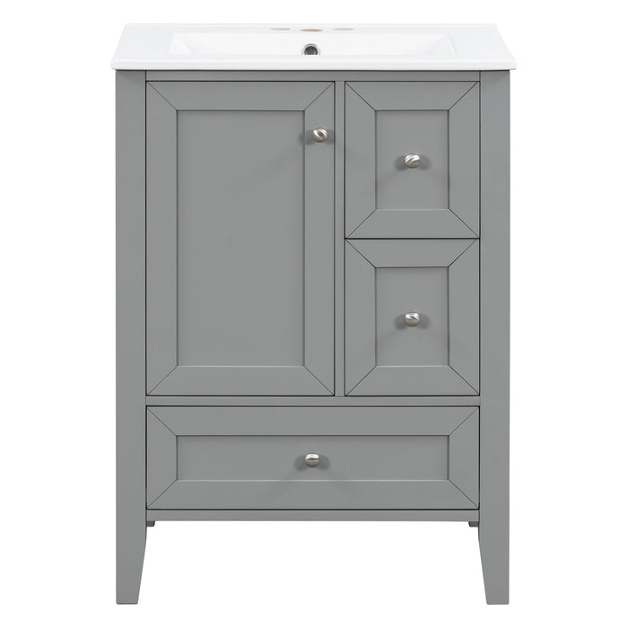 Modern Bathroom Vanity With Sink, Freestanding Cabinet With Drawers And Shelves