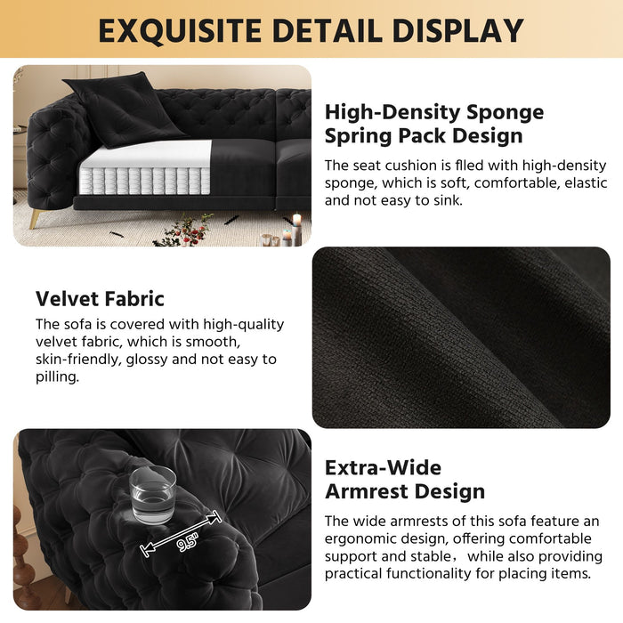 3 In 1 Convertible Sleeper, Deep Seat Pull Out Sofa Bed, Button Tufted