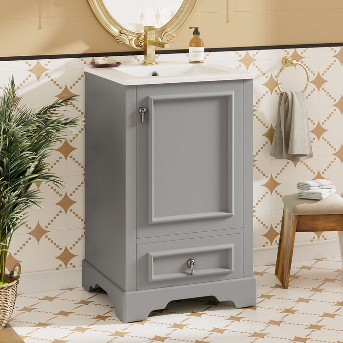 Bathroom Vanity With Sink, Soft Close Door, Adjustable U-Shaped Shelf