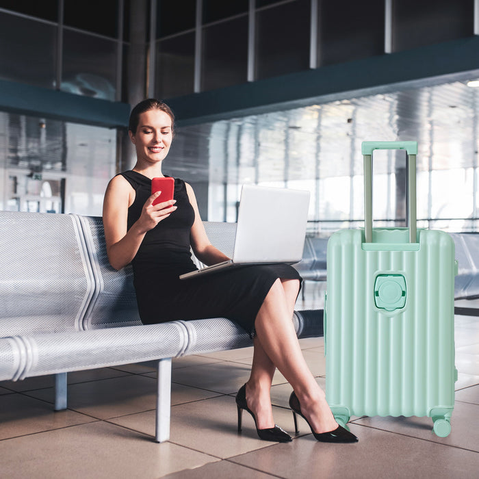 20" / 24" / 28" 3 Pieces / Set Spinner Wheel Luggage, Carry On Suitcase, With Cup Holder & USB Port & Phone Holder