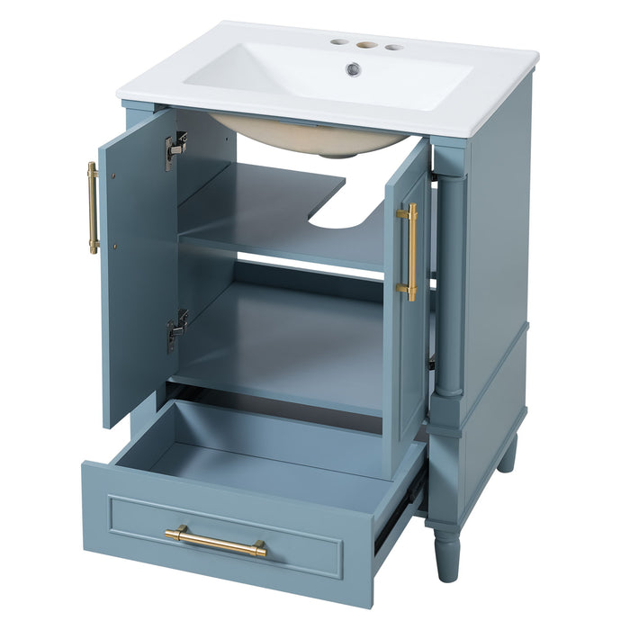 Bathroom Vanity With Ornate French Cylinder Legs, Soft Close Drawer