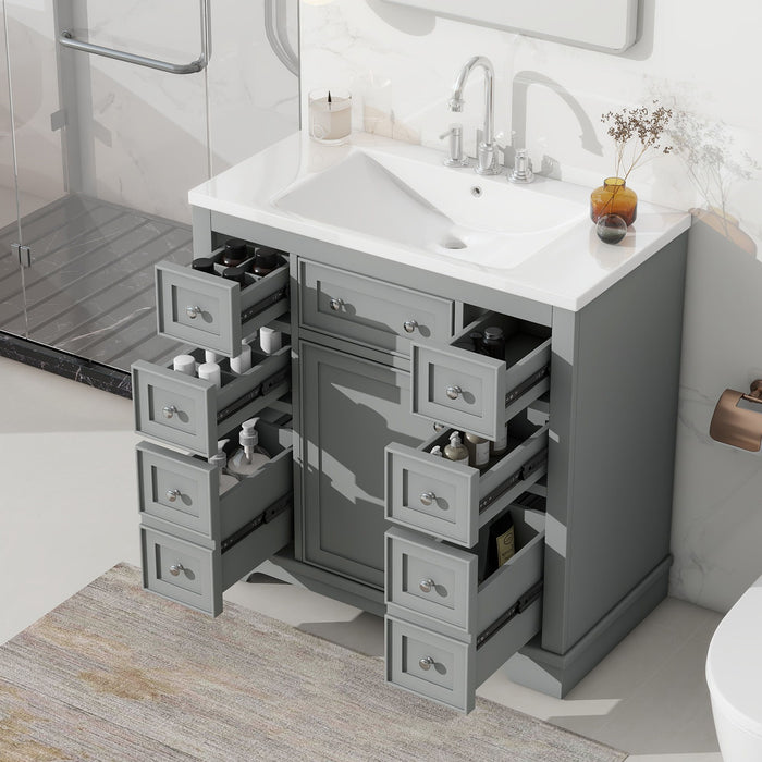 Modern Bathroom Vanity With Sink Combo, 6 Drawers And 1 Cabinet