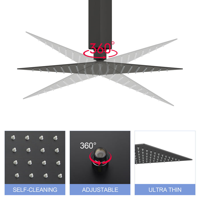 8" Square Rain Shower Head, Ceiling / Wall Mount Stainless Steel Bath Fixture