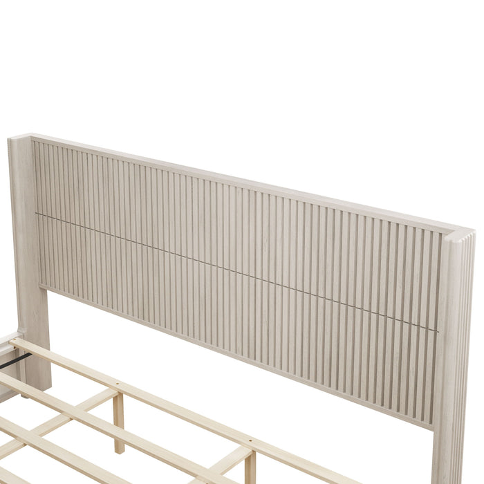 Platform Bed Frame With Headboard, Floor Standing Design