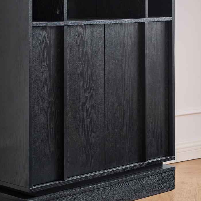Fluted Sideboard Buffet Cabinet With 2 Doors And Adjustable Shelf, Storage Cabinet For Entryway