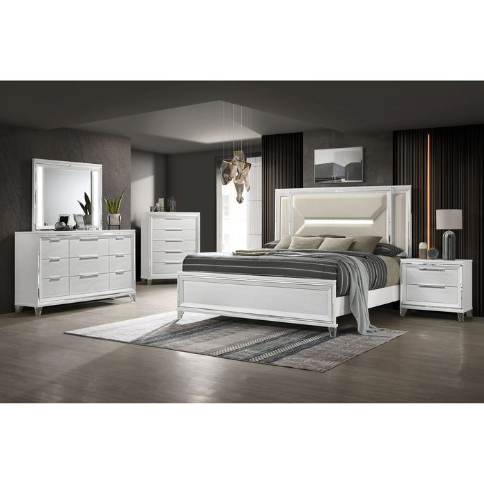 9 Drawer Dresser With LED Mirror, Touch Activated Lighting - White
