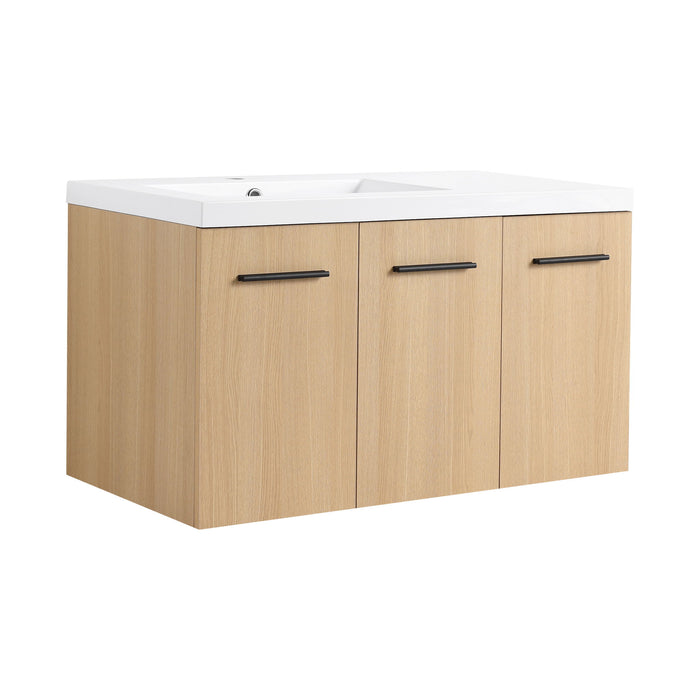 Wall Mounted Floating Bathroom Vanity With Sink, 3 Door Modular Cabinet