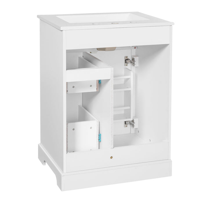 Modern Bathroom Vanity With Sink, 3 Drawers & Cabinet With 2 Tier Door Storage