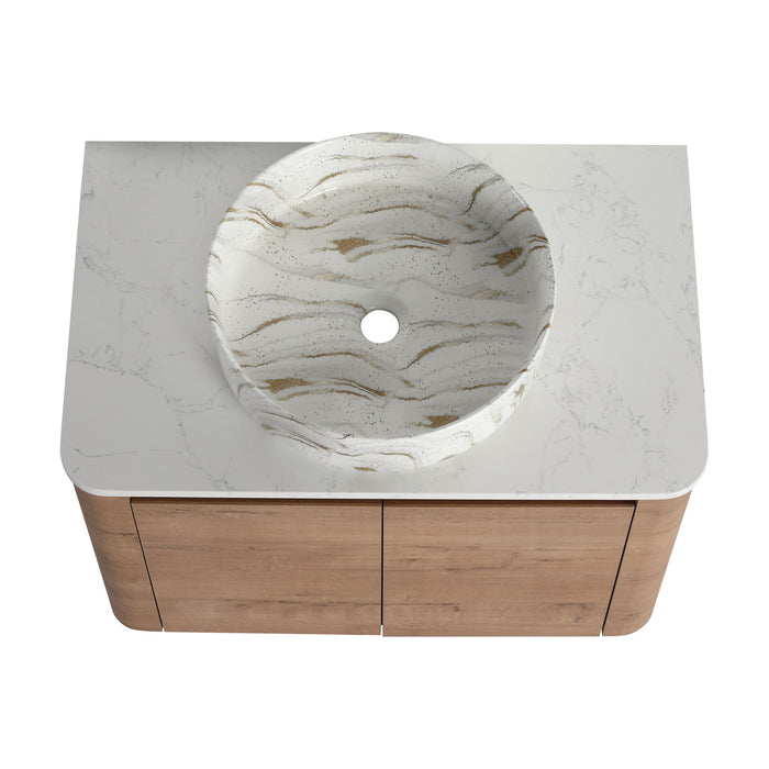 Wall Mounted Bathroom Vanity With Art Sink, 1 Soft Close Door