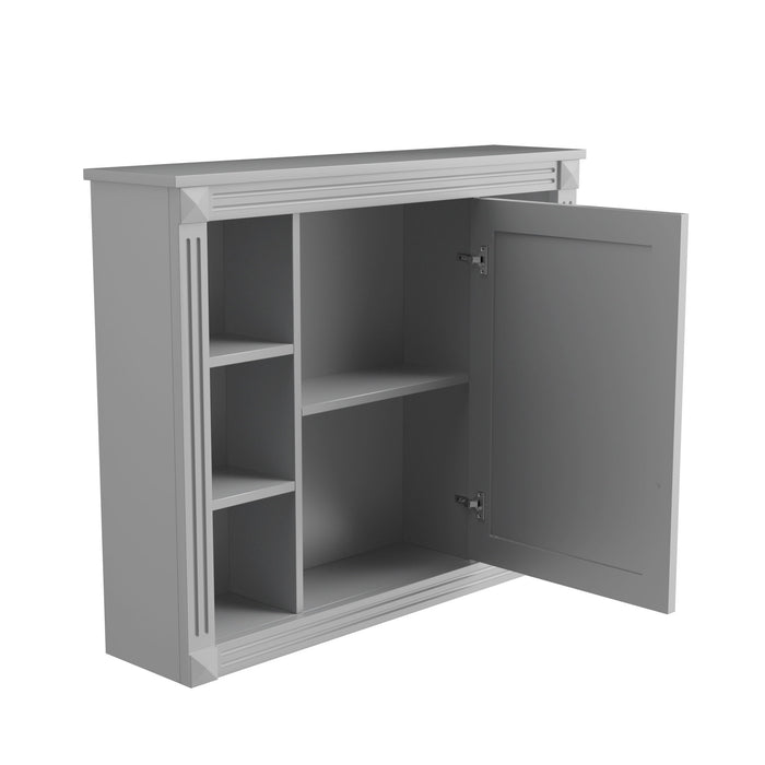Wall Mounted Bathroom Storage Cabinet With Mirror, Cabinet With 6 Open Shelves And Adjustable Interior