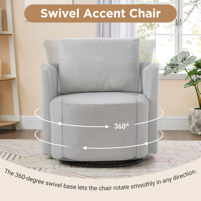 360° Modern Swivel Chair With Upholstered Curved Design