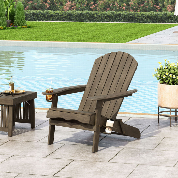 Zenithia - Outdoor Foldable Adirondack Chair With 2 Cup Holders