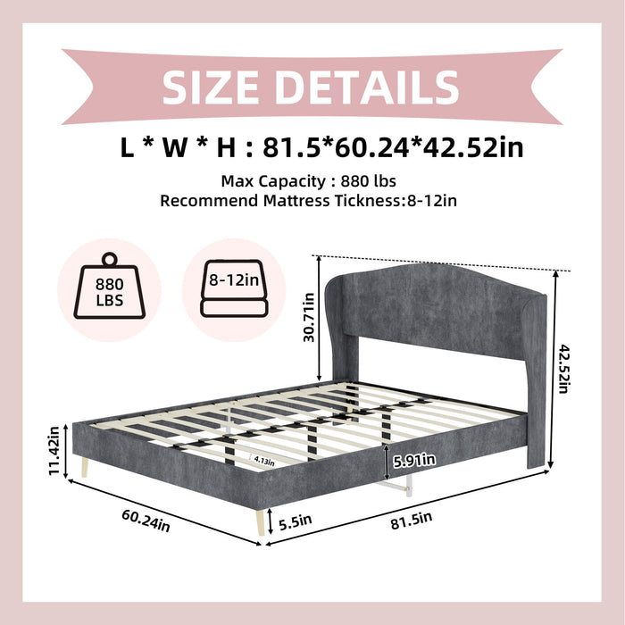 Upholstered Bed, Tufted Headboard, Comfortable Sleep