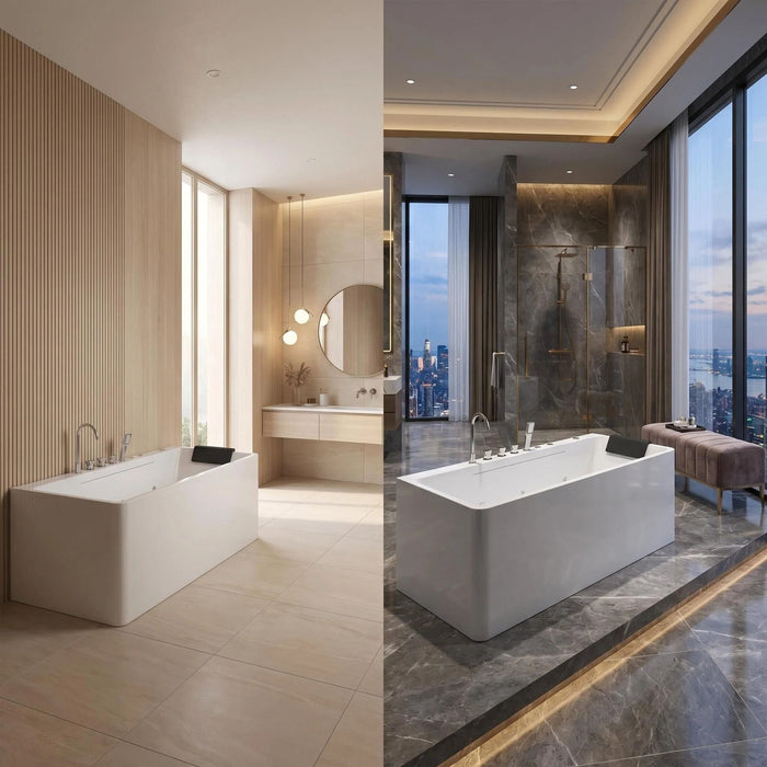 Xavier - Single Massage Bathtub, Equipped With Gfci Plug And Ul Certified Water Pump, Upc Certified Drain - Milk White