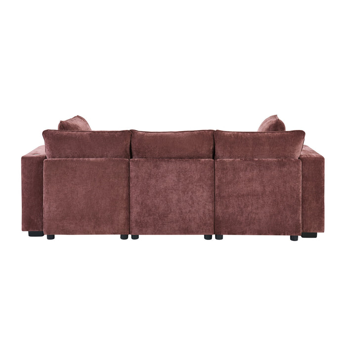 Modern Sectional Sofa U-Shaped With Movable Ottoman Storage Armrests And USB Ports