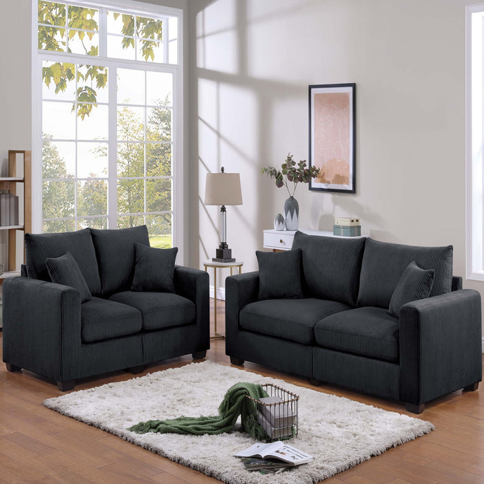 2 Piece Contemporary Style Sofa Set With Matching Pillows