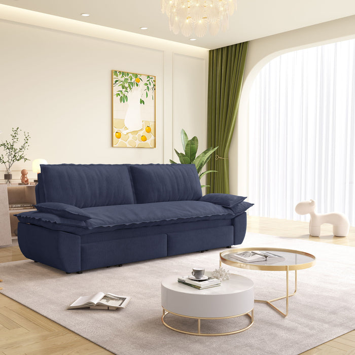 Queen Pull Out Sofa Bed, Convertible 3 In 1, Multi Functional - Blue