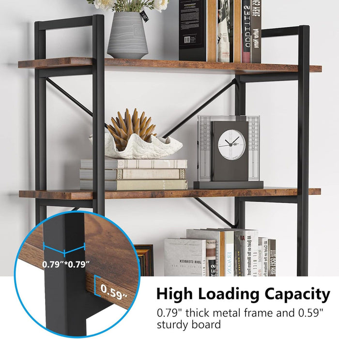 5 Tier Bookshelf Unit With Accents For Living Room - Black / Brown
