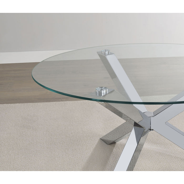 Alexa - Round Tempered Glass Top End Table - Chrome