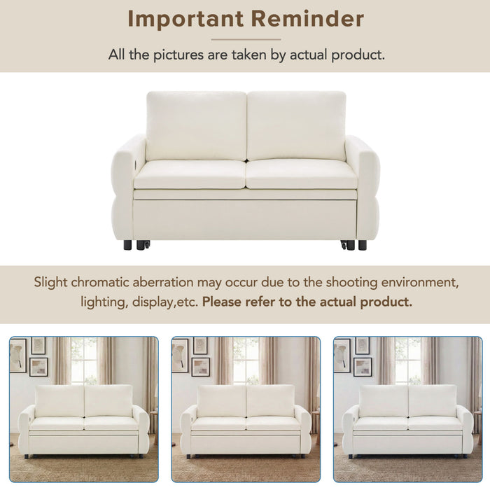 Convertible Sofa Bed Loveseat With Adjustable Backrest And USB Ports