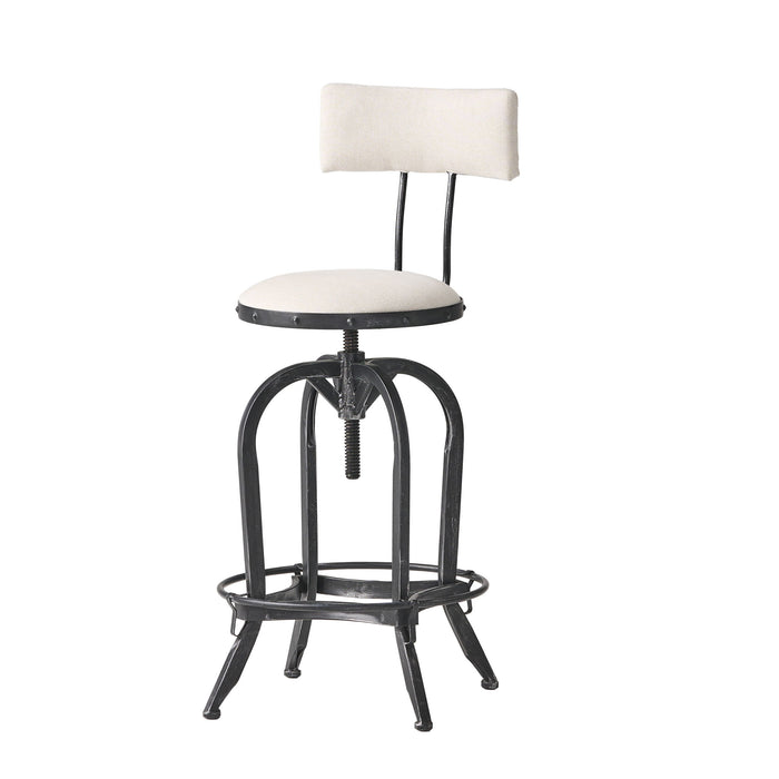 Industrial Modern Upholstered Adjustable Height Swivel Barstool - Beige