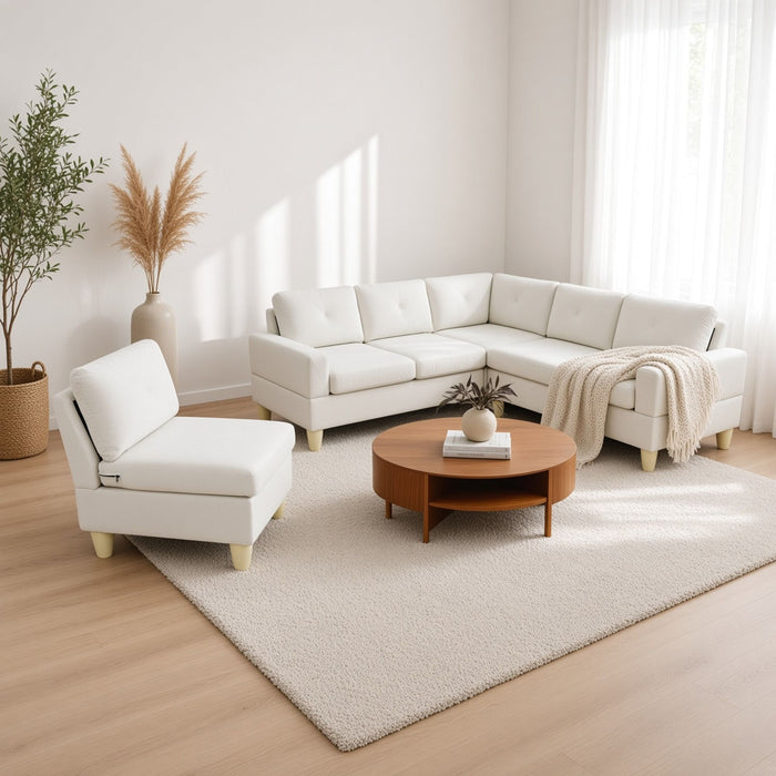 Modular L - Shaped Sectional Sofa 6 Seater 4 Piece Couch With Chaise