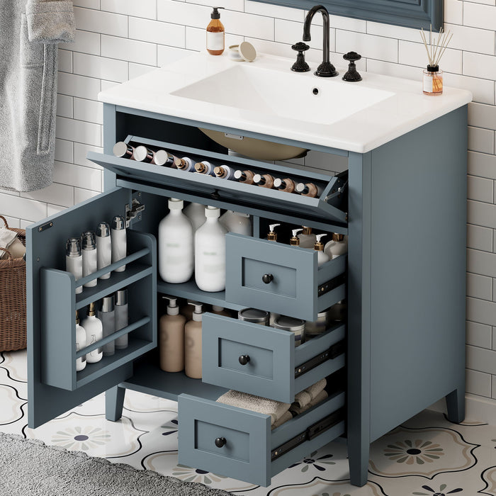 Bathroom Vanity With Sink, 3 Drawers And Adjustable Shelf
