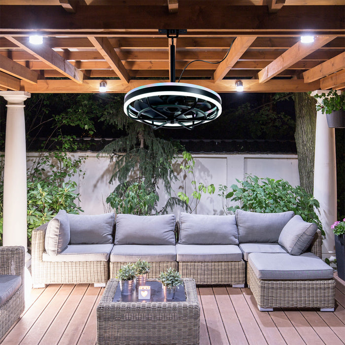 Ceiling Fan Light LED Light Source And Remote Control, 3000 - 6500K Dimmable LED Fan Light, 6 Speeds, For Living Room - Matte Black