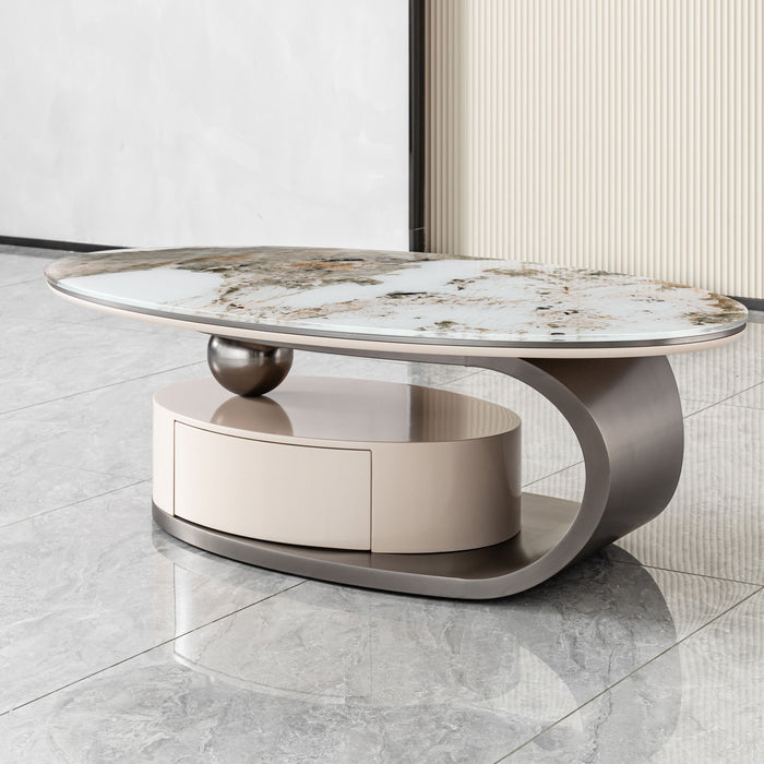 Oval Coffee Table With Drawer