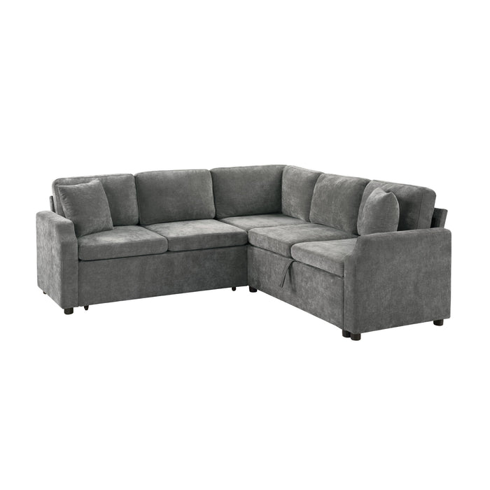 Modern L Shaped Sectional Sofa Bed With Hidden Storage Chenille Upholstery