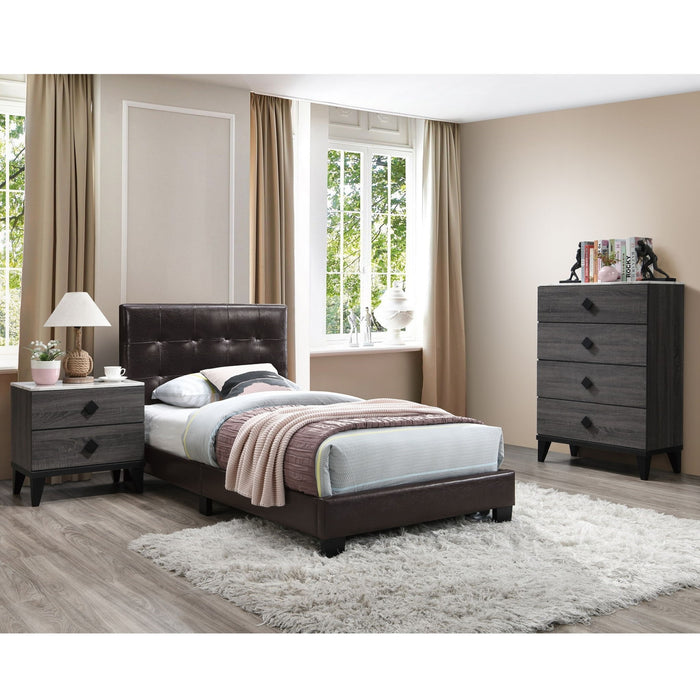 Contemporary Style Bed, Rectangle Headboard