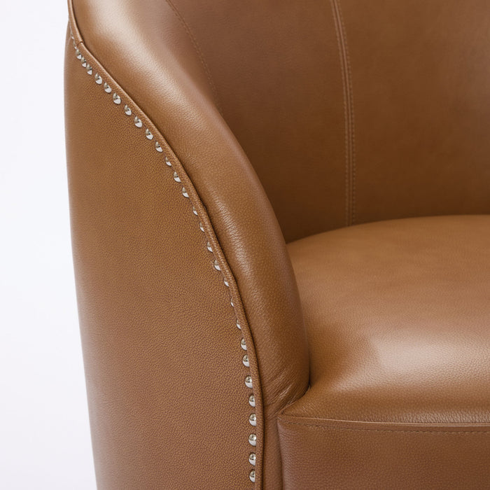 Swivel Accent Chair With 360° Smooth Spin - Black / Light Brown / Silver