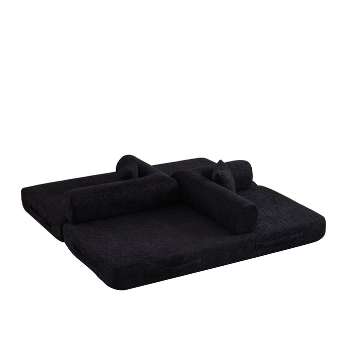 Convertible Sleeper Sofa Bed With Cylindrical Pillow