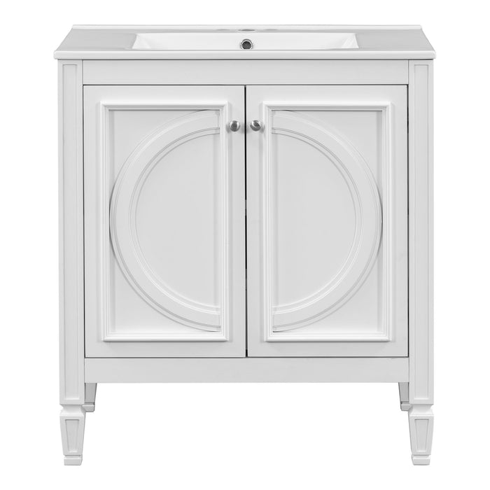 Double Sink Bathroom Vanity Set With Wall Mount Mirror Cabinet