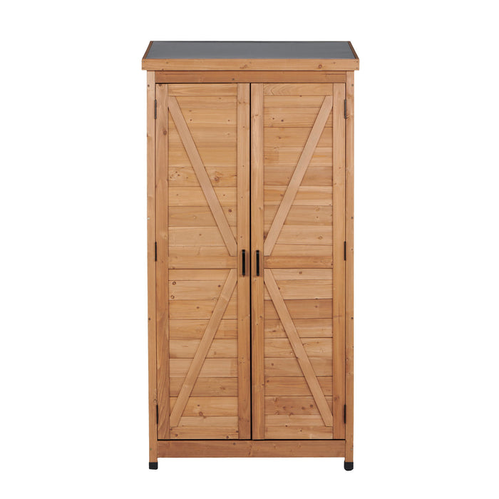 Outdoor Storage Shed With Vertical Tool Cabinet For Backyard