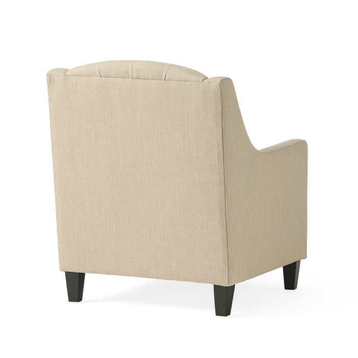 Elegant Upholstered Armchair With Ottoman Set - Beige