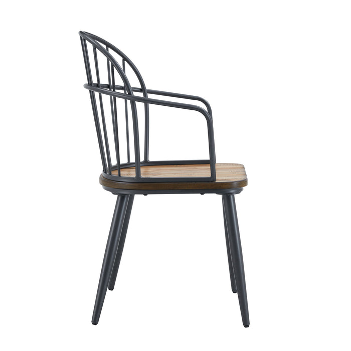 Industrial Inspired Indoor Dining Chair With Metal Legs And Birch (Set of 2) - Black / Natural